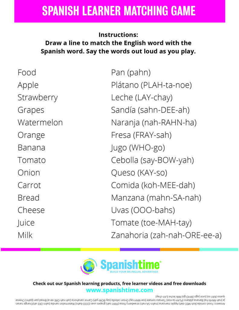 Spanish Printable Activities Spanishtime